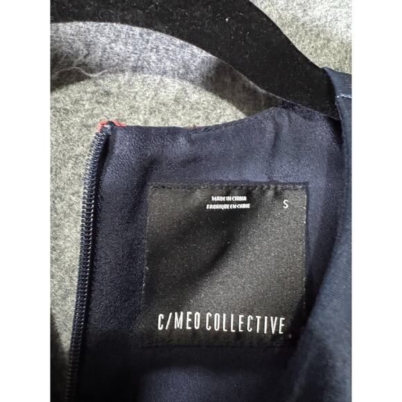 C/ MEO Dress Women Small Gossamer Navy Blue Floral Print Long Sleeve Wrap‎ Mini - Picture 3 of 9